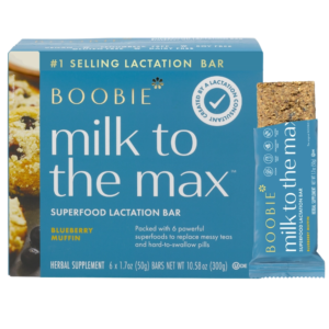 Boobie Milk to the Max Blueberry Muffin Lactation Bar for Breastfeeding Moms to Increase Milk Supply, Vegan, Gluten-Free, Dairy-Free, 6 Bars