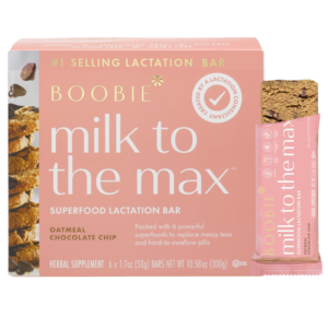 Boobie Milk to the Max Oatmeal Chocolate Chip Lactation Bar for Breastfeeding Moms to Increase Milk Supply, Fenugreek-Free, Dairy-Free, 6 Bars