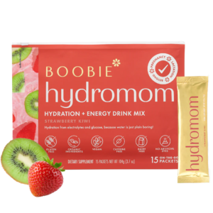 Boobie Hydromom Electrolyte Drink Mix, Strawberry Kiwi for Pregnancy, Lactation, & Beyond, 15 Packets