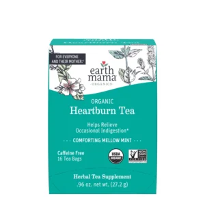 Earth Mama Organic Heartburn Tea | Pregnancy-Safe Soothing Herbal Blend with Marshmallow Root, Lemon Balm & Chamomile,(16 Teabags)