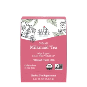 Earth Mama Organic Milkmaid® Tea | Lactation Support Herbal Tea Bags for Breastfeeding, Decaf Lactation Supplement for Increased Breast Milk Production, With Milk Thistle & Fenugreek (16 Teabags)