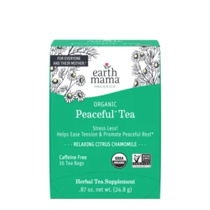 Earth Mama Organic Peaceful™ Tea | Stress Less! Calming, Relaxing Herbal Blend Safe for Pregnancy & Beyond,(16 Teabags)