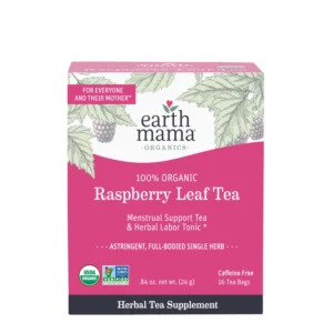 Earth Mama Organic Raspberry Leaf Tea Bags | Labor Tonic & Menstrual Support Herbal Tea, Red Raspberry Leaf Tea for Pregnancy & Postpartum Care Recovery, Caffeine Free Tea, Non GMO, (16 Teabags)