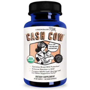 Legendairy Milk Cash Cow Lactation Supplement, Moringa, Alfalfa, and Goat's Rue Breastfeeding Supplement for Milk Supply Increase, Fenugreek-Free, Certified Organic, Vegan, Non-GMO, 60 Capsules