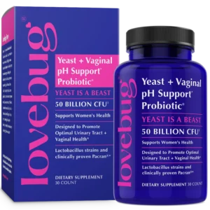 LOVEBUG Probiotics for Women with Pancran® – Multi-Strain Probiotic Supporting UTI, BV, Odor & PH Balance - Vaginal Probiotics for Womens Intimate Flora & Digestive Health, 30 Capsules