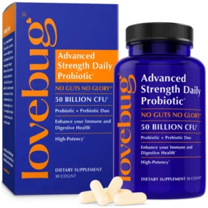LOVEBUG Award Winning Maximum Strength | Rebuild & Restore Immune and Digestive Microbiome | 10 Clinically Studied Strains for Constipation, Diarrhea & Upset Stomach | 25 Billion CFU, 30 Tablets