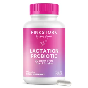 Pink Stork Lactation Probiotic - 30 Billion CFUs Multi Strain Postnatal Probiotics for Breastfeeding Women - Support Breast Milk & Gut Health, Postpartum Essentials, 30 Capsules, 1 Month Supply