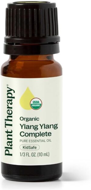 Plant Therapy Ylang Ylang Complete Organic Essential Oil, 100% Pure, USDA Certified Organic, Undiluted, Natural Aromatherapy, Romantic, Soothing Scent, 10 mL (1/3 oz)