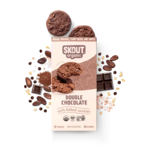 Skout Organic Double Chocolate Soft Baked Cookie | Soft Baked Cookies | Plant-Based | Vegan | Gluten, Dairy, & Soy Free, 5 Pouches