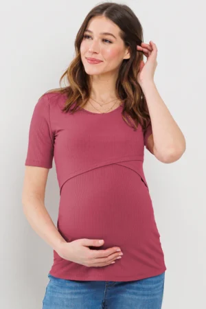 Hello Miz Double Layer Front Maternity Nursing Short Sleeve Top