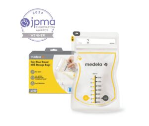 Medela Easy Pour Breastmilk Storage Bags 7oz/210ml Disposable, Leakproof, Fast Freeze, Breast Milk Protection Recyclable & BPA Free, 100 Count