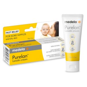 Medela Purelan Lanolin Nipple Cream, Fast Relief for Sore Nipples & Dry Skin During Breastfeeding, Safe for Breastfeeding Baby, Natural, Hypoallergenic, Fragrance-Free, 1.3 oz/37g