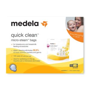 Medela Quick Clean Micro-Steam Bags for Bottles and Breast Pump Parts | 5 Count