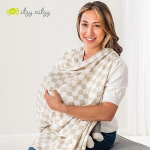Itzy Ritzy Breastfeeding Boss Multi-Use Cover – A Nursing Cover, Swaddle, Car Seat Cover, Tummy Time Mat & Burp Cloth All in One – Made of Soft Muslin Fabric & Measures 47” x 47”