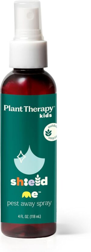 Plant Therapy Kids Shield Me Pests Away Spray, Naturally Repels Outdoor Annoyances, Great for Camping & Outdoor Get Togethers, Easy & Ready to Use, with Skin-Soothing Aloe & Refreshing Citronella, 4 oz