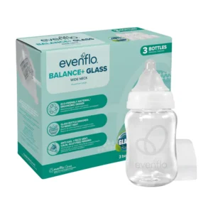 Evenflo Balance + Glass Wide Neck Baby Bottles, 6 oz, 3 pack