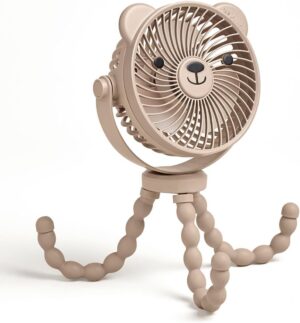 Itzy Ritzy Baby Stroller Fan, Rechargeable Fan with Wraparound Legs (Bear)
